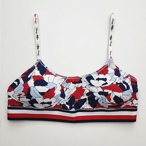 Tommy Hilfiger Women's Bralette Floral Blue Red White Navy Cotton Blend M